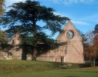 Dryburgh Abbey, Scotland, west rose of dining hall of ruined Monastery of Premonstratensian canons founded 1150
